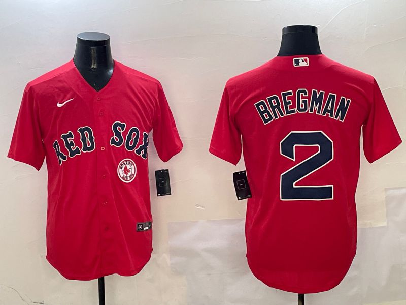 Men Boston Red Sox #2 Bregman Red Game 2025 Nike MLB Jersey style 1